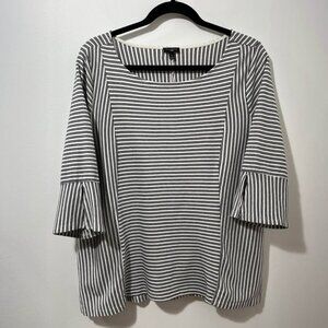 Talbots Striped Elevated Basic Classic Neutral Cotton Short Sleeve Top [size 1X]